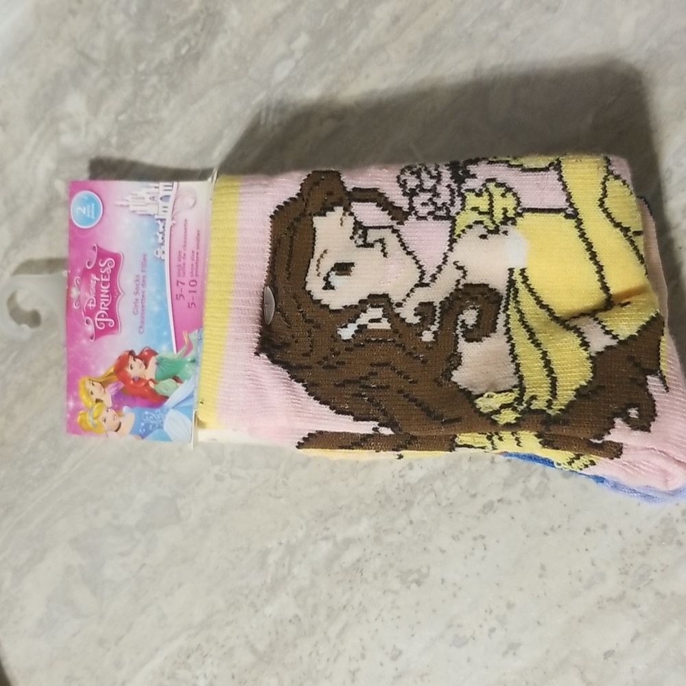 New 2 pairs Disney Beauty and the beast socks size kids 5-10